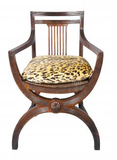 Pair Of Late Victorian Curule Form Mahogany Armchairs - 4723376