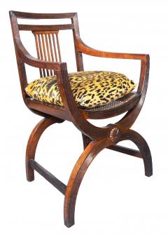 Pair Of Late Victorian Curule Form Mahogany Armchairs - 4723387