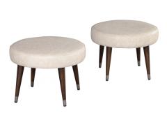 Pair Of Leather Mid Century Modern Ottomans Footstools - 2673318