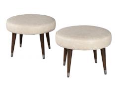 Pair Of Leather Mid Century Modern Ottomans Footstools - 2673322