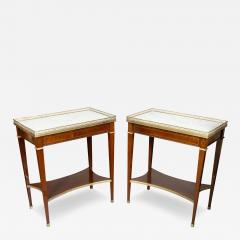 Pair Of Louis XVI Style Mahogany And Brass Inlaid End Tables - 4218964