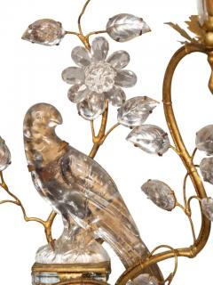 Pair Of Maison Bagues Parrot Form Crystal and Gilt Metal Wall Sconces - 4141564