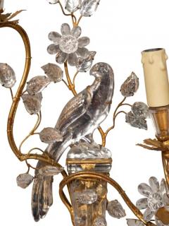 Pair Of Maison Bagues Parrot Form Crystal and Gilt Metal Wall Sconces - 4141613