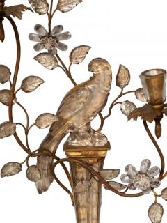 Pair Of Maison Bagues Parrot Form Crystal and Gilt Metal Wall Sconces - 4141578