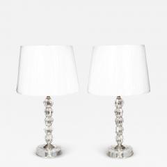Pair Of Mid Century Glass And Chrome Table Lamps - 4250130