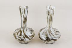 Pair Of Mid Century Murano Glass Vases Carafes White Brown Italy ca 1960 - 4361126