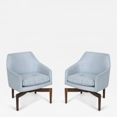Pair Of Mid Century Silver Metallic Swivel Armchairs - 3179274