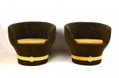 Pair Of Mid Century Velvet Lounge Chairs Club Chairs Italy circa 1960 70 - 3341236