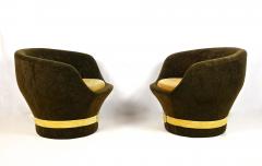 Pair Of Mid Century Velvet Lounge Chairs Club Chairs Italy circa 1960 70 - 3341238