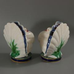 Pair Of Minton Majolica Dove Flower Holders - 3011859