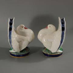 Pair Of Minton Majolica Dove Flower Holders - 3011860