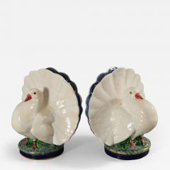 Pair Of Minton Majolica Dove Flower Holders - 3012861