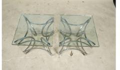 Pair Of Modernist Chromed Metal And Glass Side Tables - 4145764