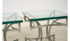 Pair Of Modernist Chromed Metal And Glass Side Tables - 4145766