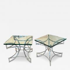 Pair Of Modernist Chromed Metal And Glass Side Tables - 4148685