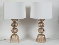 Pair Of Murano Blown Blush Ball Lamps Contemporary - 2280687