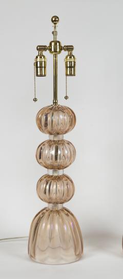 Pair Of Murano Blown Blush Ball Lamps Contemporary - 2280712
