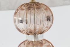 Pair Of Murano Blown Blush Ball Lamps Contemporary - 4586880
