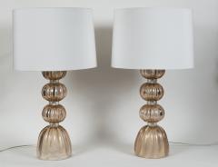 Pair Of Murano Blown Blush Ball Lamps Contemporary - 4586913