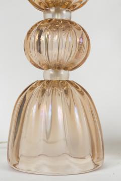 Pair Of Murano Blown Blush Ball Lamps Contemporary - 4586942