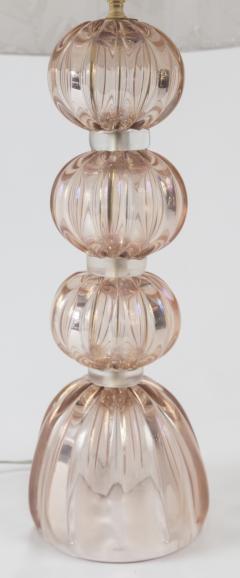 Pair Of Murano Blown Blush Ball Lamps Contemporary - 4586967
