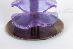 Pair Of Murano Glass Iridescent Lavender Petal Lamps Contemporary - 3777696