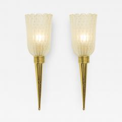 Pair Of Murano Glass Torchiere Wall Sconces - 1949191