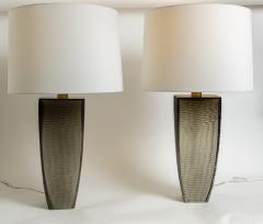 Pair Of Murano Grey Battuta Table Lamps Contemporary - 4586889