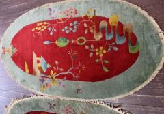 Pair Of Oval Shape Antique Art Deco Chinese Rugs 2 x 4 Each - 3967773
