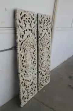 Pair Of Painted Open Pierced Carved Panels - 3927432