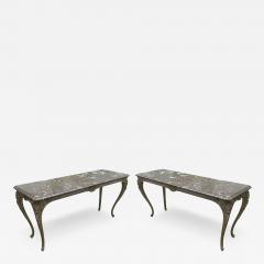 Pair Of Regence Style Cast Iron Marble Top Tables - 3745825