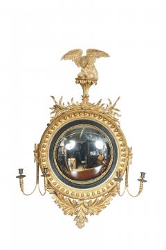 Pair Of Regency Giltwood And Ebonized Convex Girandole Mirrors - 4458756