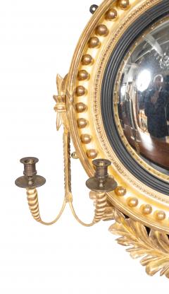 Pair Of Regency Giltwood And Ebonized Convex Girandole Mirrors - 4458764