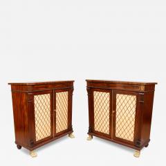 Pair Of Regency Mahogany And Brass Inlaid Credenzas From Westport House Ireland - 4336843