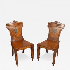 Pair Of Regency Oak Hall Chairs - 3746415