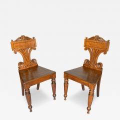 Pair Of Regency Oak Hall Chairs - 4250131