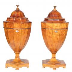 Pair Of Regency Satinwood Urn Form Knife Urns - 4383696