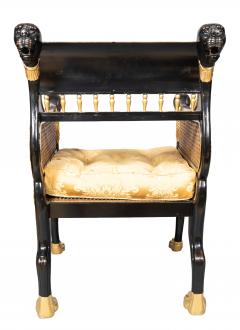 Pair Of Regency Style Ebonized And Parcel Gilt Armchairs - 4663111