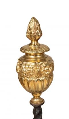 Pair Of Renaissance Revival Brass and Wrought Iron Andirons - 4141807