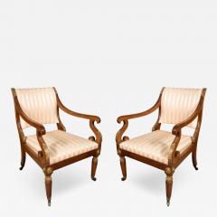 Pair Of Russian Neoclassic Mahogany Armchairs - 3745730