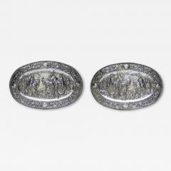 Pair Of Silver Decorative Trays With Knightly Scenes In The Historicist Style - 4788371