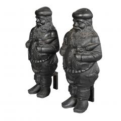 Pair Of St Nicholas Cast Iron Andirons - 3768474