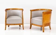 Pair Of Swedish Grace Birch Barrel Back Club Chairs Circa 1930 - 2804921