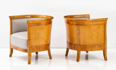 Pair Of Swedish Grace Birch Barrel Back Club Chairs Circa 1930 - 2804926