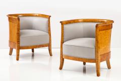 Pair Of Swedish Grace Birch Barrel Back Club Chairs Circa 1930 - 2804931