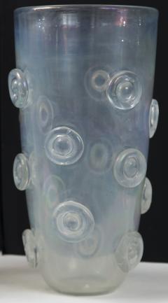 Pair Of Tall Murano Blown Irredescent Vases Contemporary - 1399111