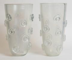 Pair Of Tall Murano Blown Irredescent Vases Contemporary - 1399121