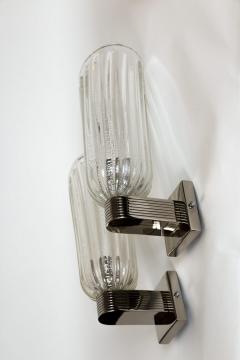 Pair Of Tall Murano Blown Nickel Wall Lights Pairs Available - 3039898
