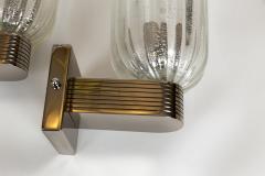 Pair Of Tall Murano Blown Nickel Wall Lights Pairs Available - 3040004