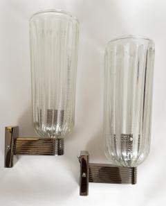 Pair Of Tall Murano Blown Nickel Wall Lights Pairs Available - 3040006